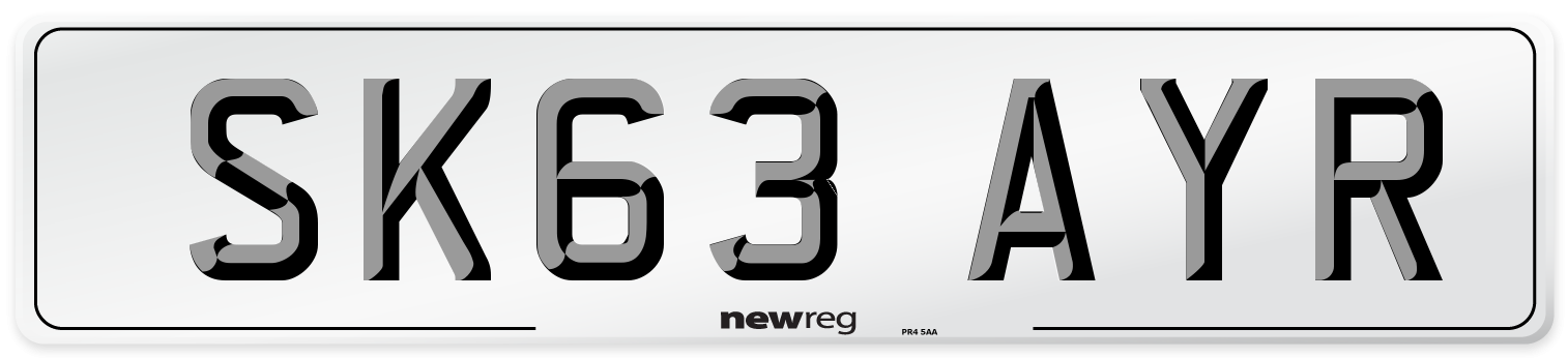 SK63 AYR Number Plate from New Reg